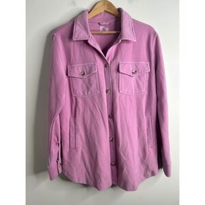 Altar'd State Ribbed Button Up Shirt Jacket Shacket Pink Womens S Pink Oversized